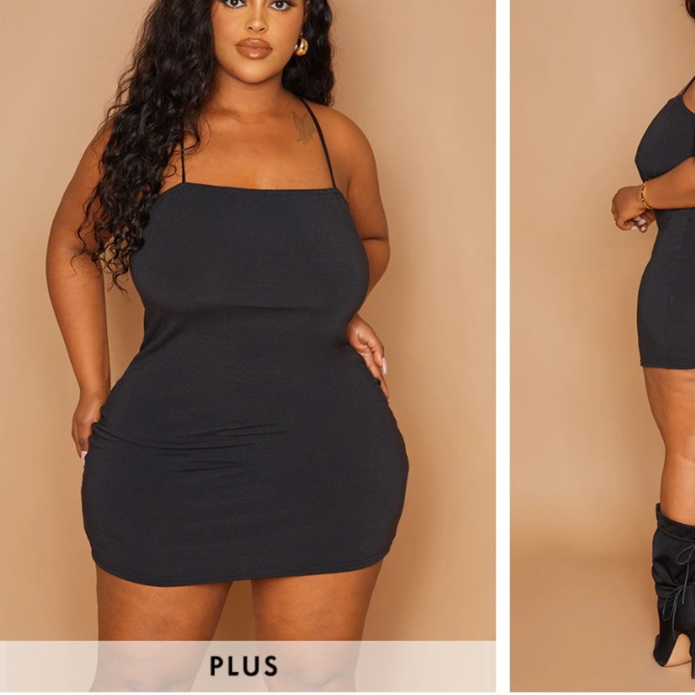 PrettyLittleThing Plus Black Strappy Bodycon Dress
Size 14